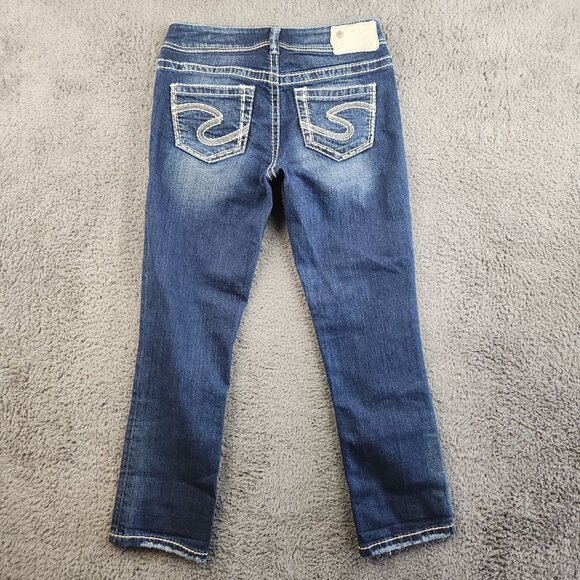 Silver Jeans Women's 26 Suki Low Rise Ankle Crop Thick Stitch Stretch Blue Denim - Picture 2 of 12